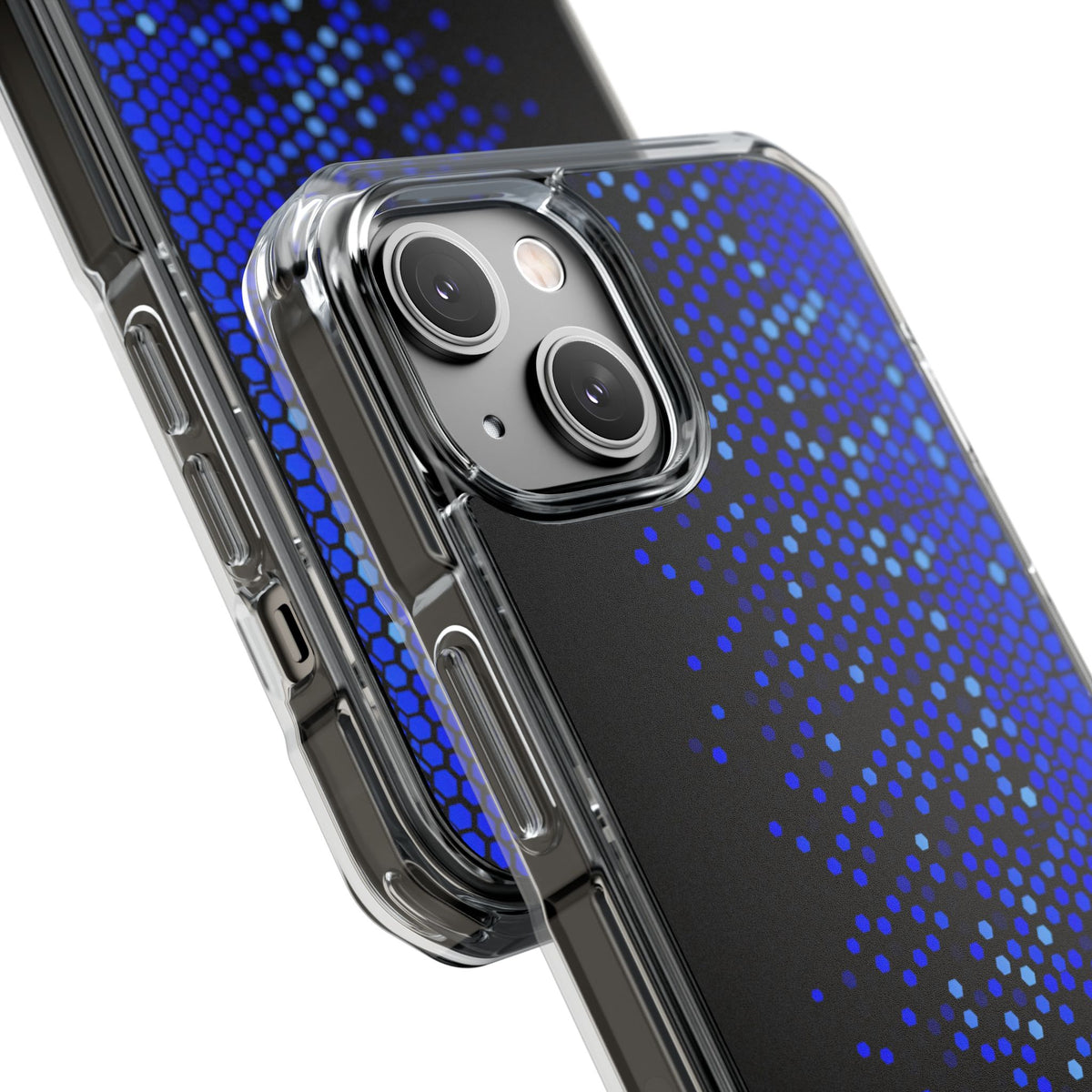 Cobalt Hex Dispersion · Clear Impact Magnetic Phone Case for iPhone · Blue