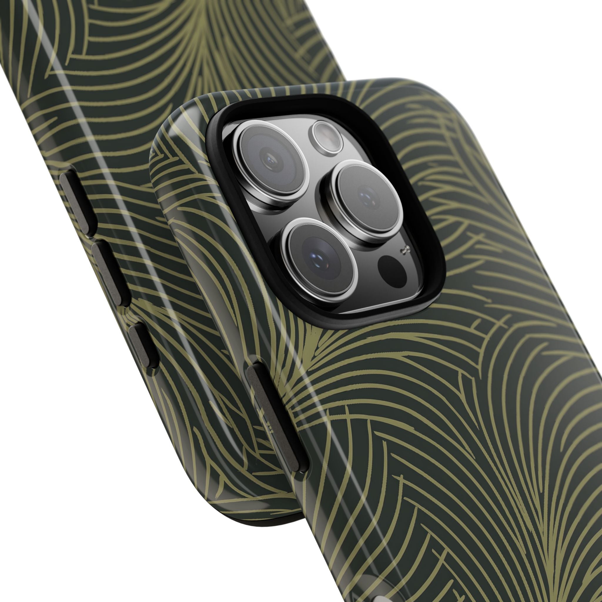 Green Tough Phone Case for iPhone - Dark Olive Plume