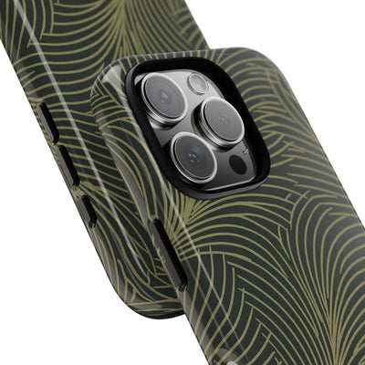 Green Tough Phone Case for iPhone - Dark Olive Plume