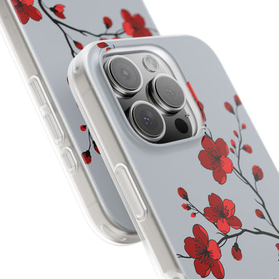 Grey Lite Phone Case for iPhone - Crimson Blossom Onyx