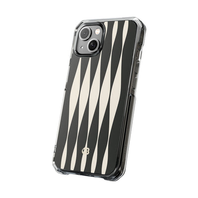 Black Impact MagSafe Phone Case for iPhone - Ivory Spindle Grid