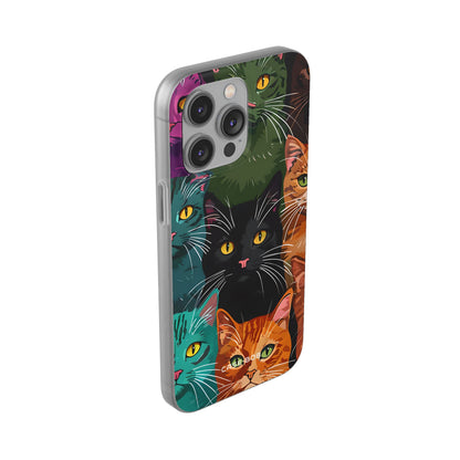 Teal Cat Grid iPhone 14 Pro Max Case - Soft