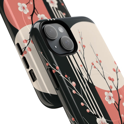 Black Tough 2.0 Magsafe Phone Case for iPhone - Kyoto Midnight Blossom