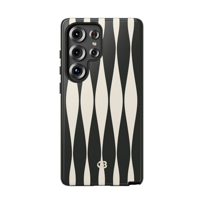 Black Tough Phone Case for Samsung - Ivory Spindle Grid