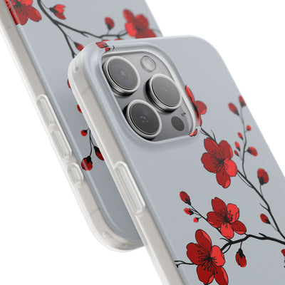 Grey Lite Phone Case for iPhone - Crimson Blossom Onyx