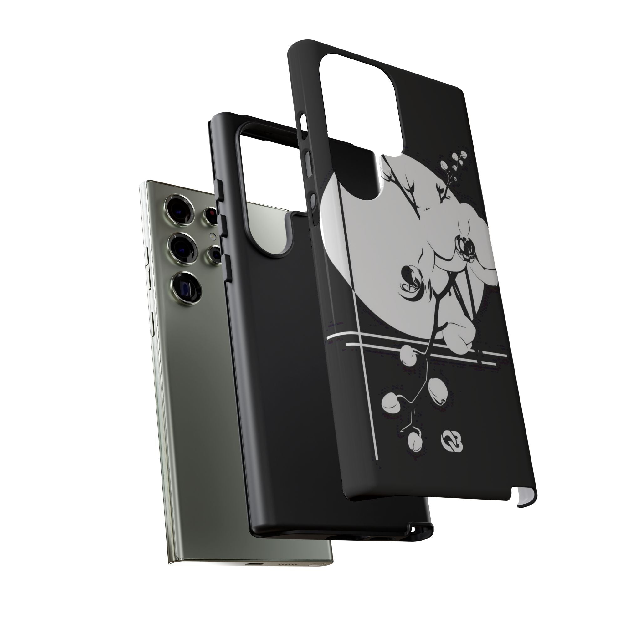 Black Tough Phone Case for Samsung - Lunar Orchid Grid