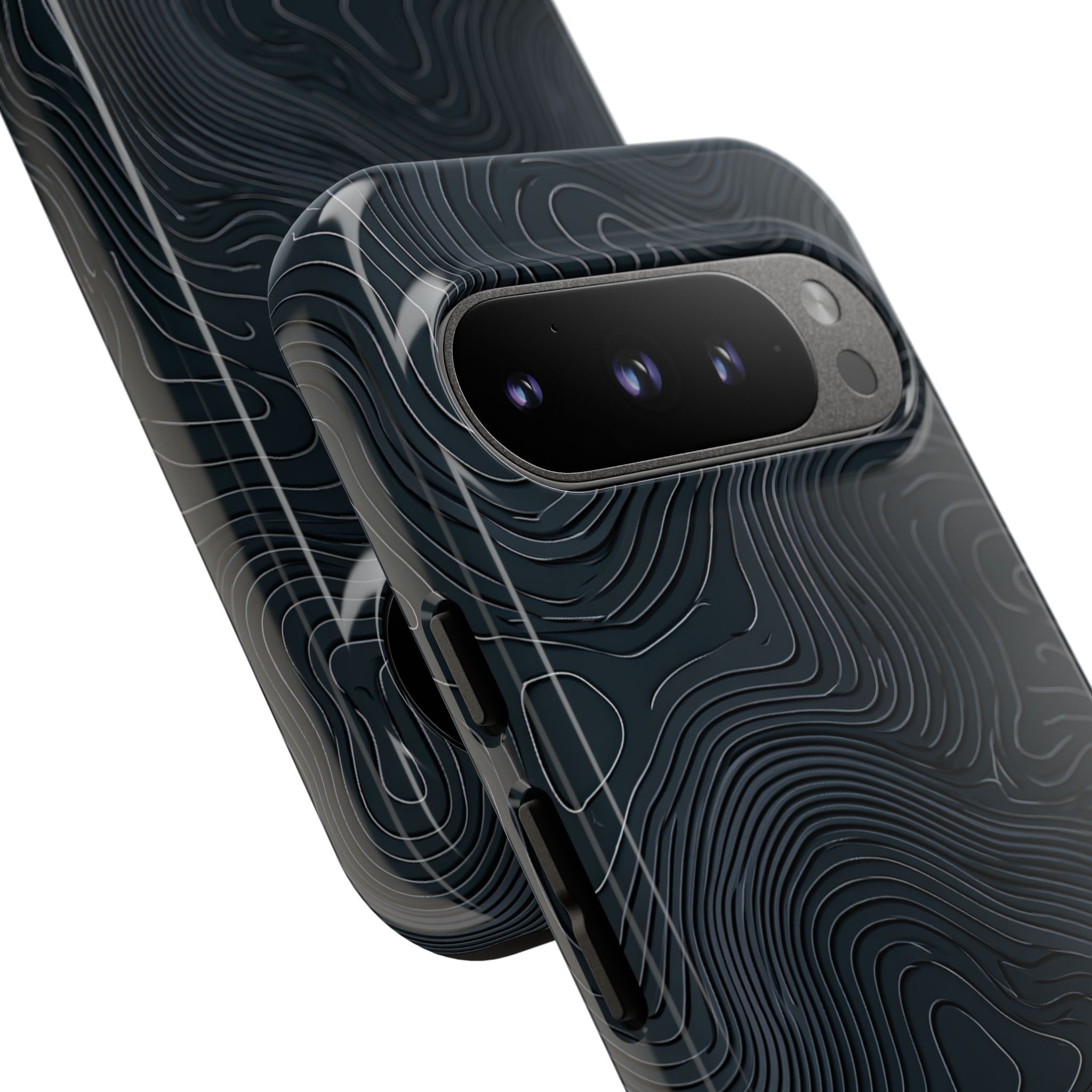 Black Tough Phone Case for Google Pixel - Obsidian Ridge Topo