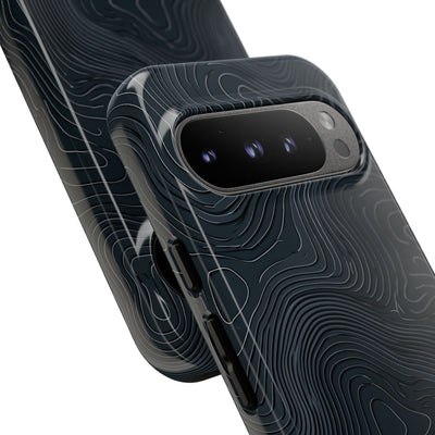 Black Tough Phone Case for Google Pixel - Obsidian Ridge Topo