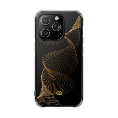 Golden Contour Flow · Clear Impact Magnetic Phone Case for iPhone · Black