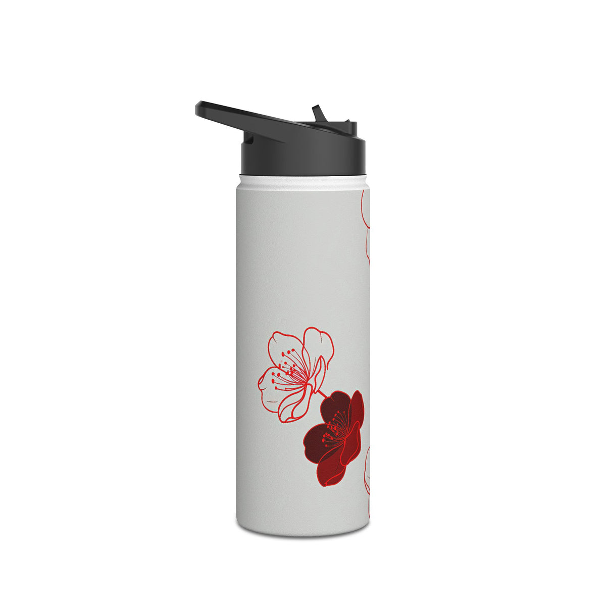 Crimson Sakura Blossom · Insulated Water Bottle · Red