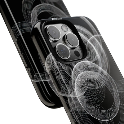 Black Tough Phone Case for iPhone - Kinetic Wireframe Orbit