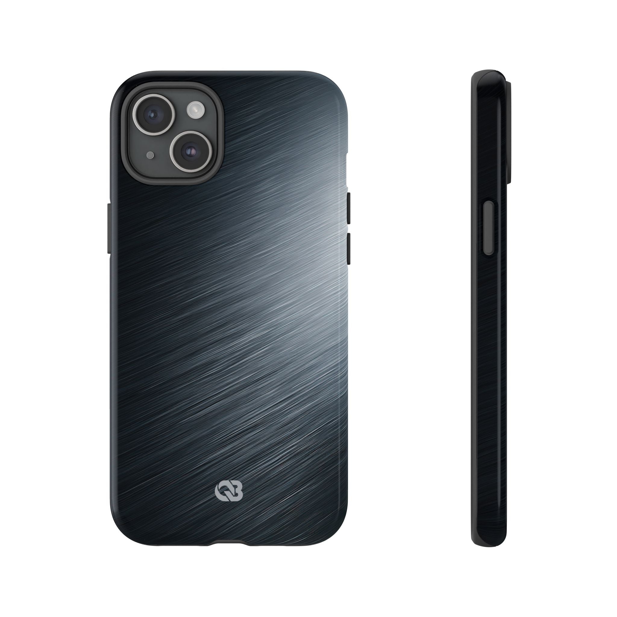 Grey Tough Phone Case for iPhone - Charcoal Brushed Steel