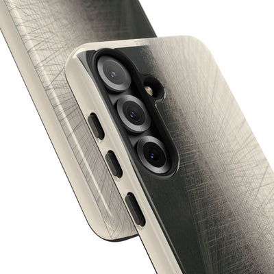 Beige Tough Phone Case for Samsung - Brutalist Graphite Grid