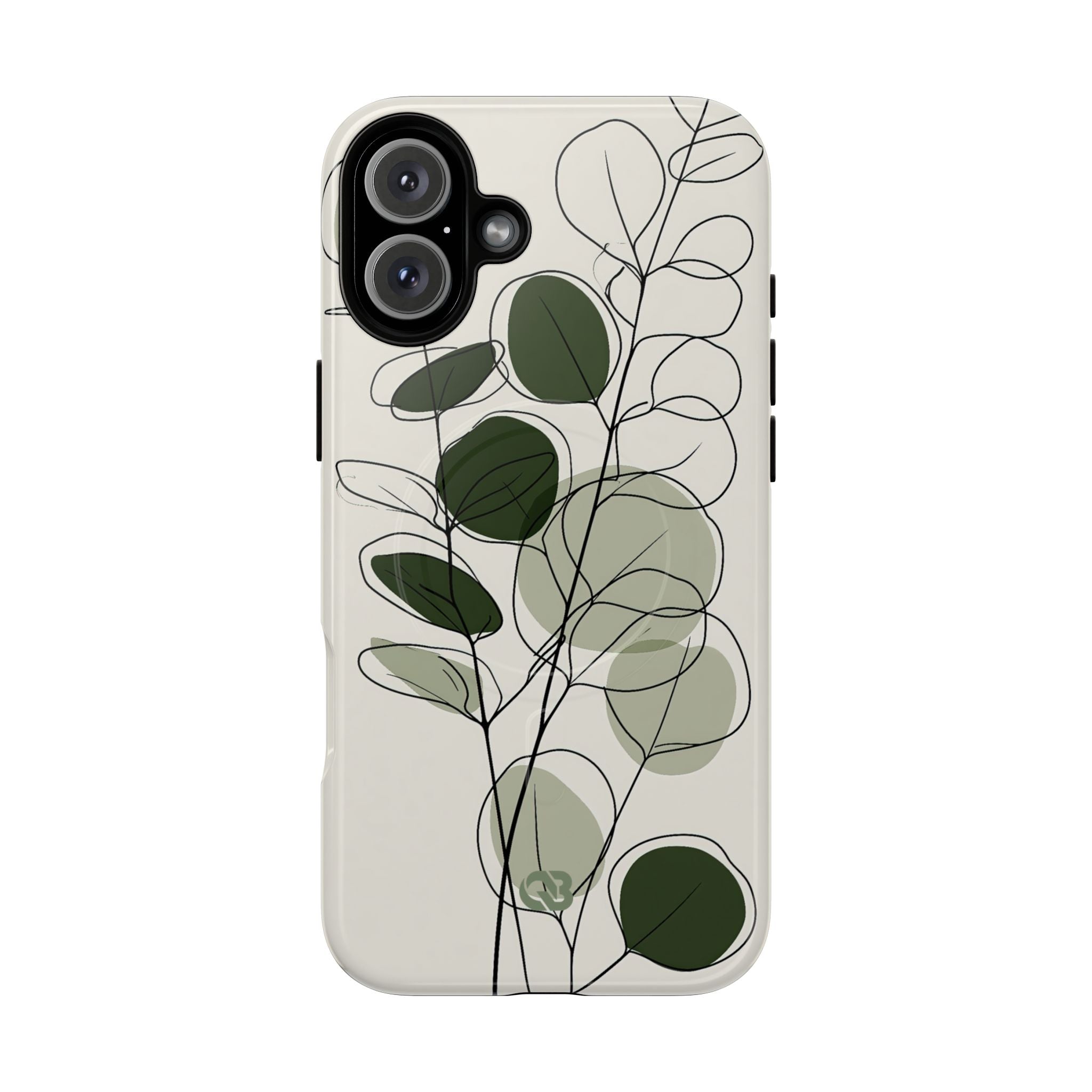 Green Tough 2.0 Magsafe Phone Case for iPhone - Muted Eucalyptus Sketch