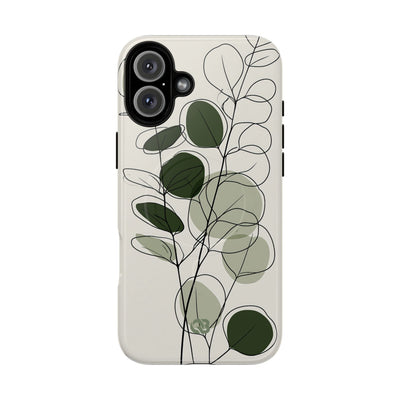 Green Tough 2.0 Magsafe Phone Case for iPhone - Muted Eucalyptus Sketch