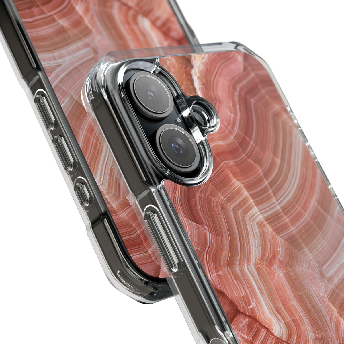 Blushing Rose Strata · Clear Impact Magnetic Phone Case for iPhone · Pink