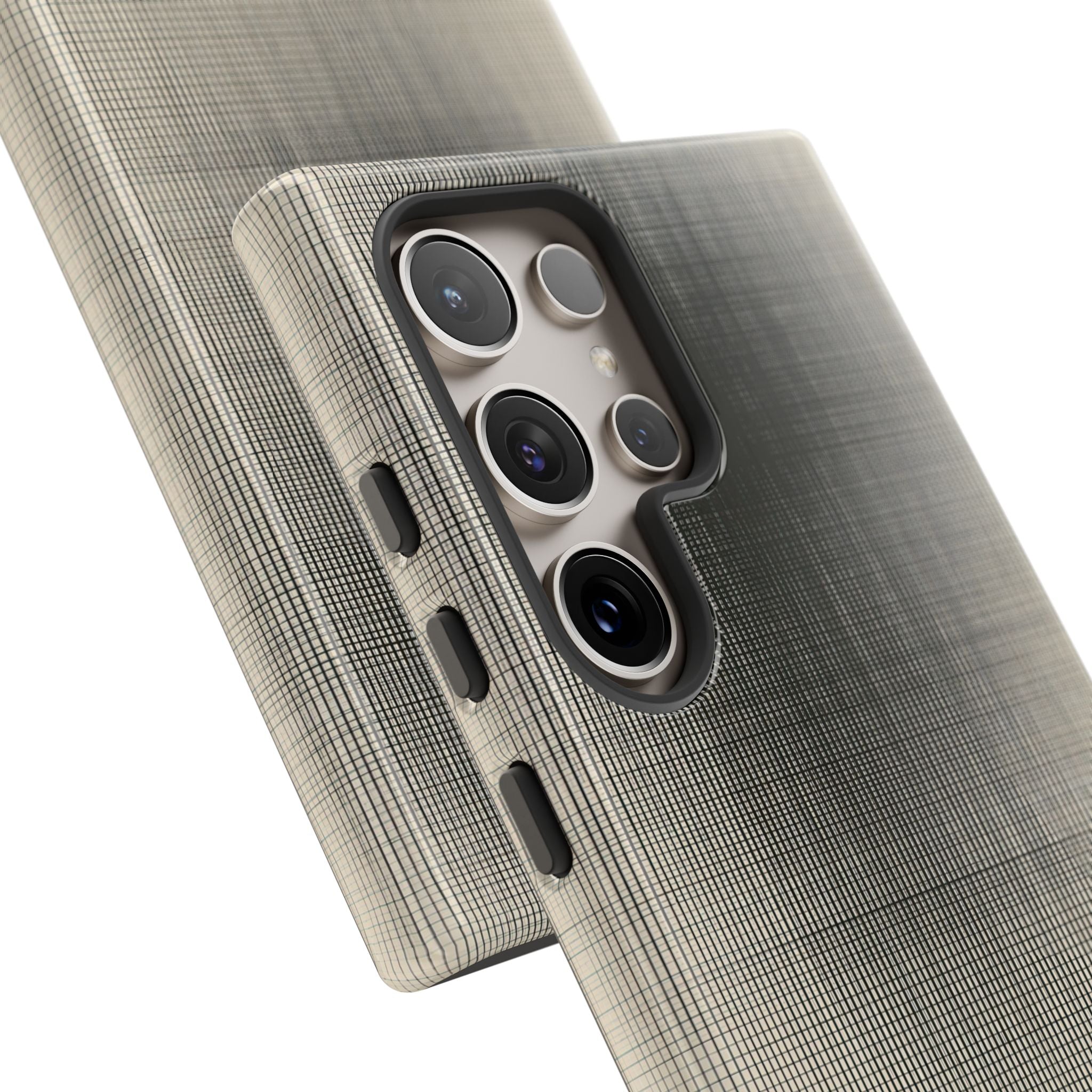Beige Tough Phone Case for Samsung - Carbon Screen Grid