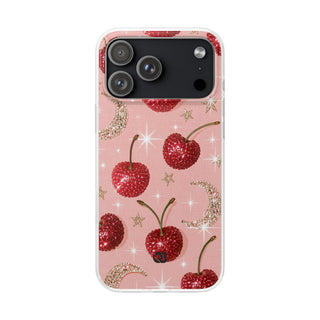 Bedazzled Ruby Cherries · Lite Phone Case for iPhone ·  Pink