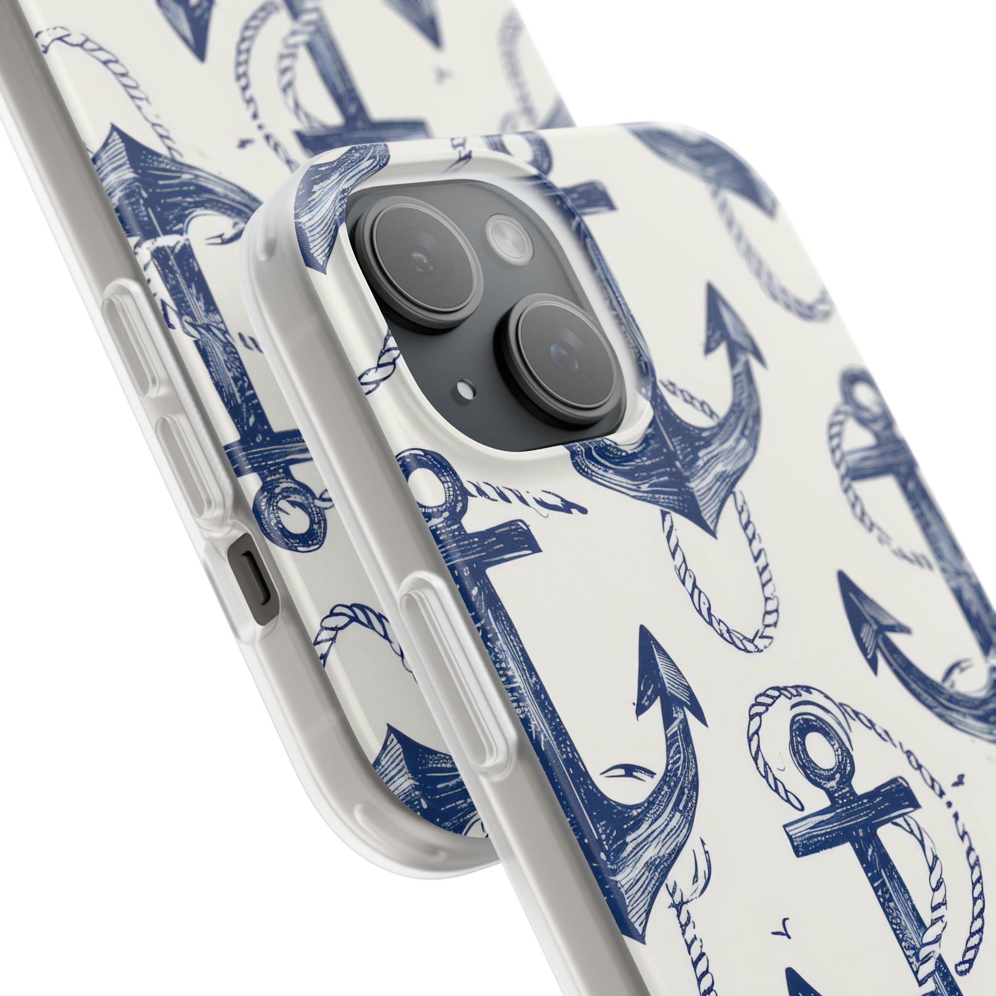 Navy Anchor Loop iPhone 15 Case - Soft