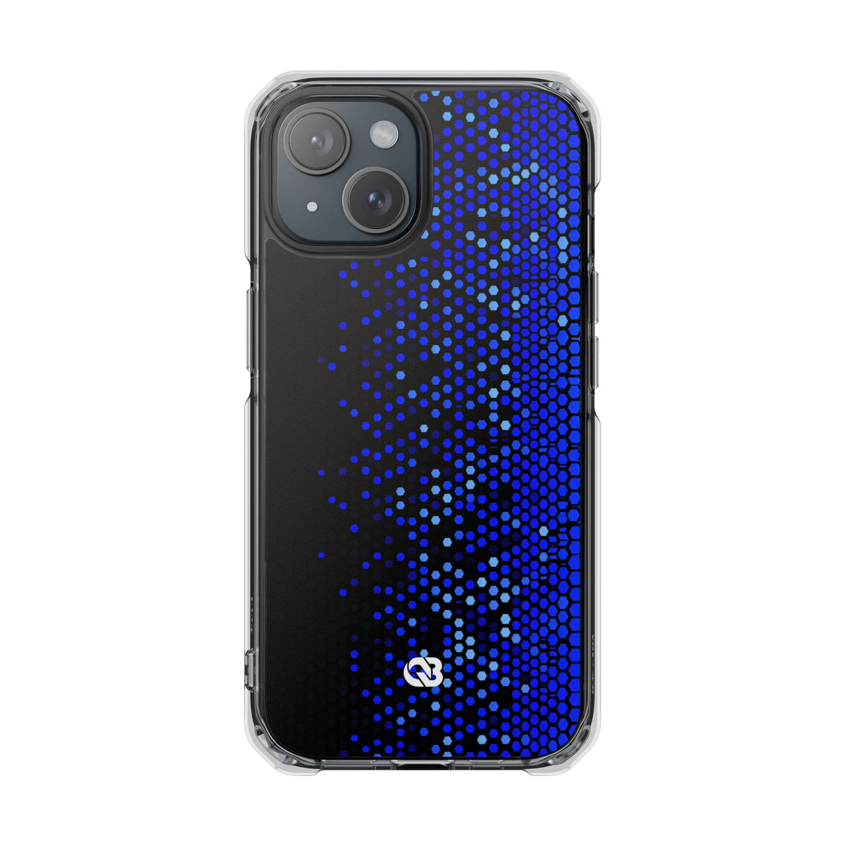 Cobalt Hex Dispersion · Clear Impact Magnetic Phone Case for iPhone · Blue