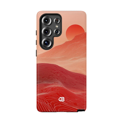 Red Tough Phone Case for Samsung - Crimson Ridge Lines