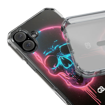Neon Drip Skull · Clear Impact Magnetic Phone Case for iPhone · Black