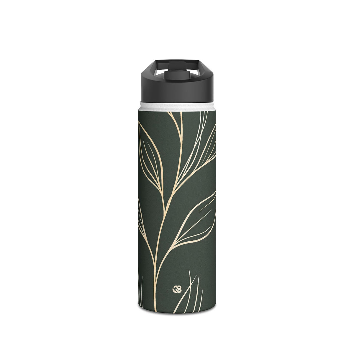 Minimal Botanical Stem · Insulated Water Bottle · Green