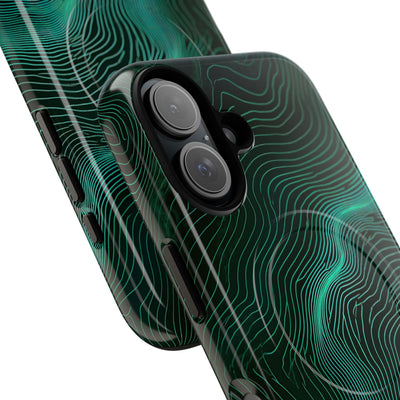 Teal Tough 2.0 Magsafe Phone Case for iPhone - Neon Jade Contour