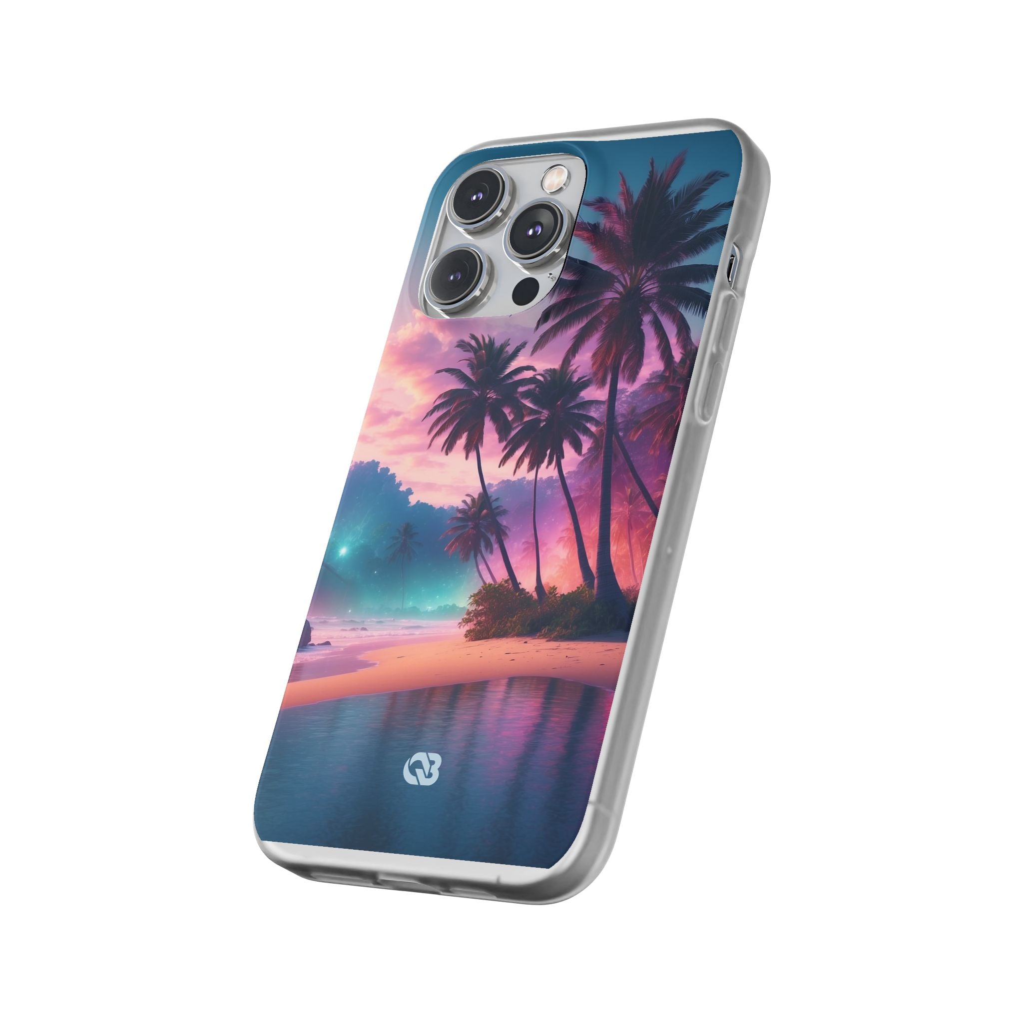 Neon Shore Palms · Soft Phone Case for iPhone