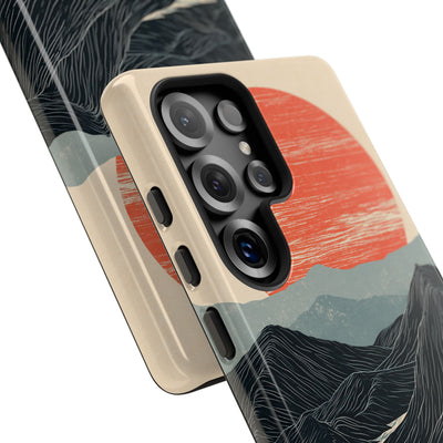 Beige Tough Phone Case for Samsung - Crimson Ridge Flow