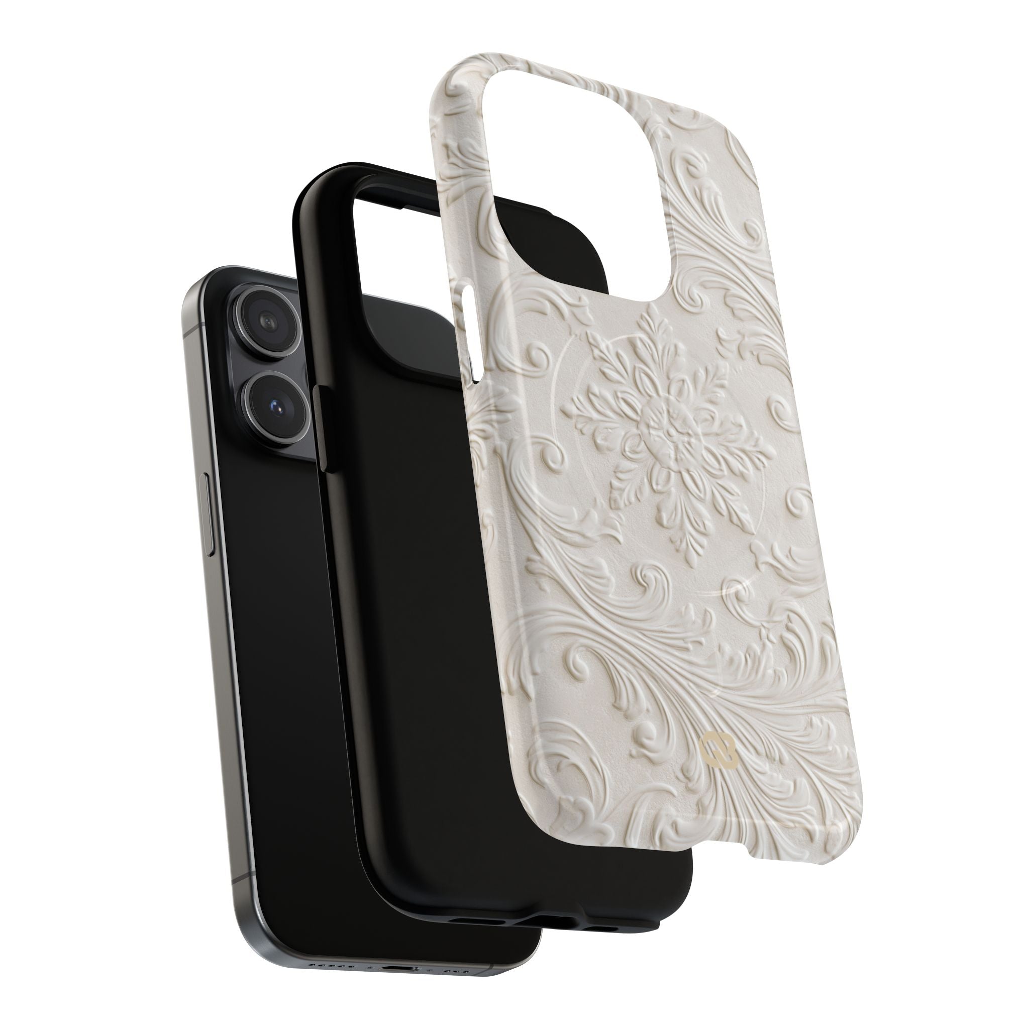 White Tough 2.0 Magsafe Phone Case for iPhone - Alabaster Floral Relief