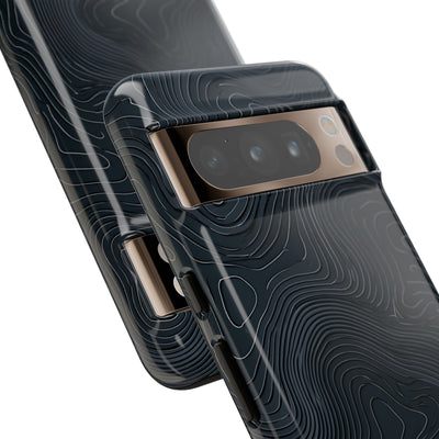 Black Tough Phone Case for Google Pixel - Obsidian Ridge Topo