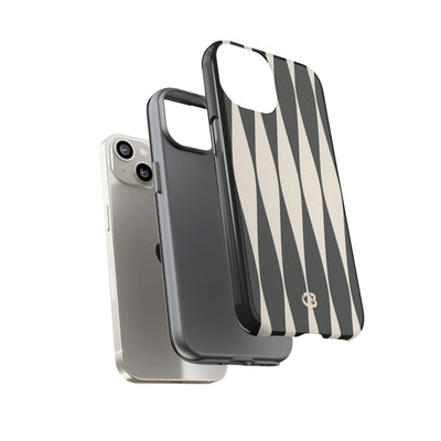 Black Tough Phone Case for iPhone - Ivory Spindle Grid