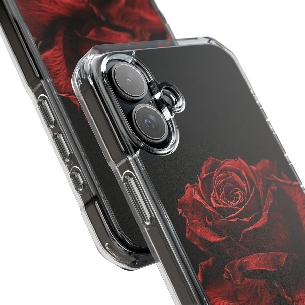 Crimson Noir Rose · Clear Impact Magnetic Phone Case for iPhone ·  Black