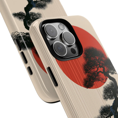 Beige Tough Phone Case for iPhone - Kyoto Crimson Pine