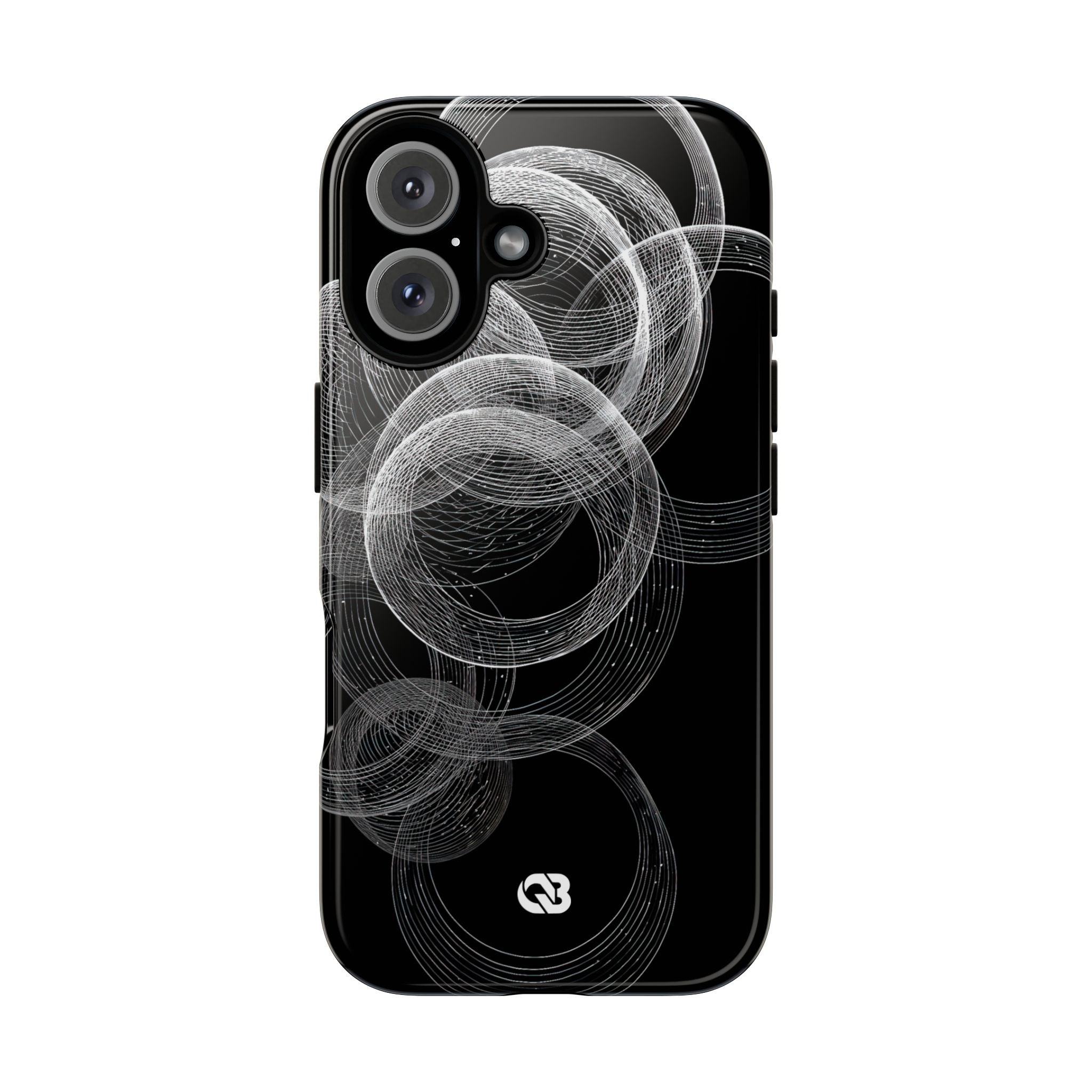 Black Tough Phone Case for iPhone - Kinetic Wireframe Orbit