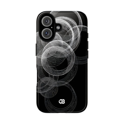 Black Tough Phone Case for iPhone - Kinetic Wireframe Orbit
