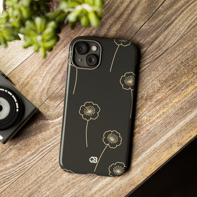 Black Tough Phone Case for iPhone - Obsidian Sand Petals