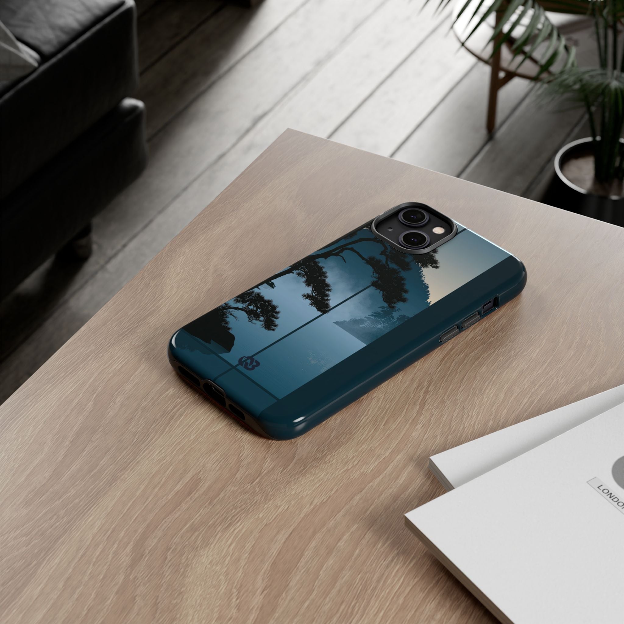 Blue Tough Phone Case for iPhone - Kyoto Mist Pine