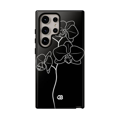 Black Tough Phone Case for Samsung - Noir Alabaster Orchid