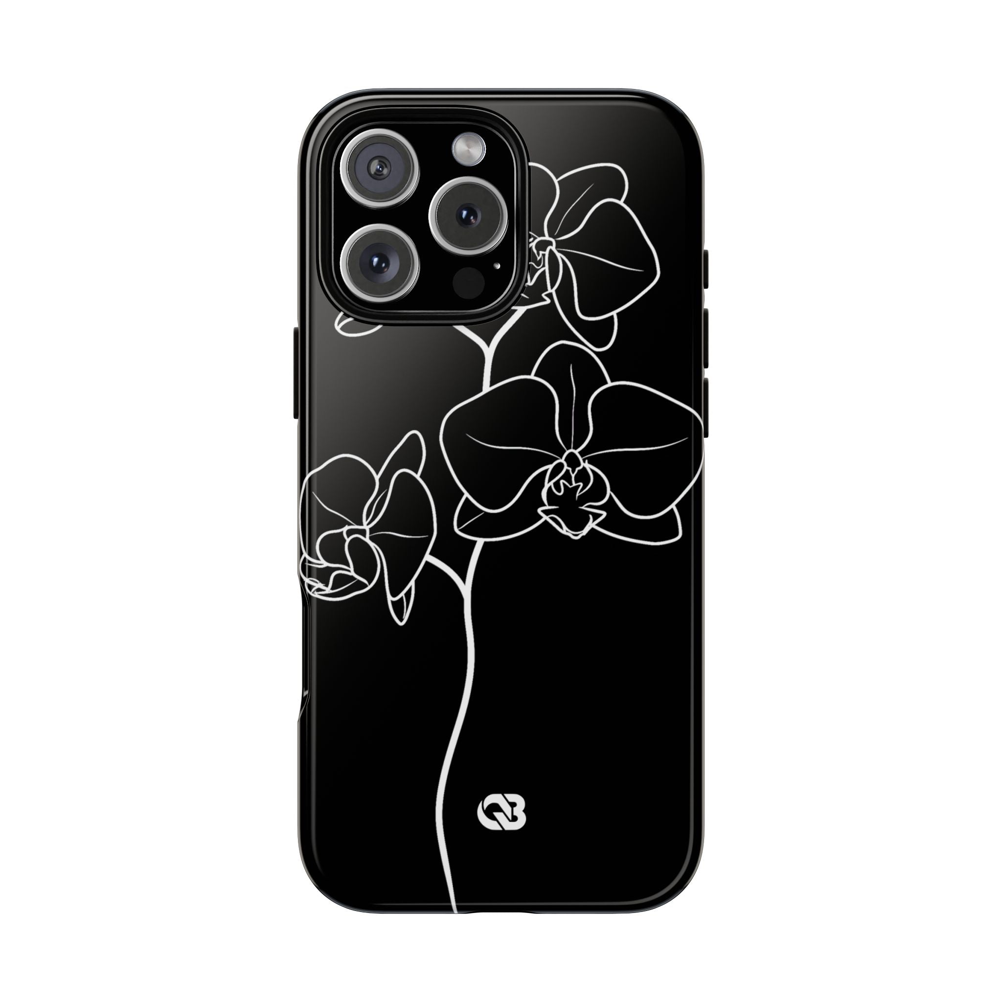 Black Tough Phone Case for iPhone - Noir Alabaster Orchid