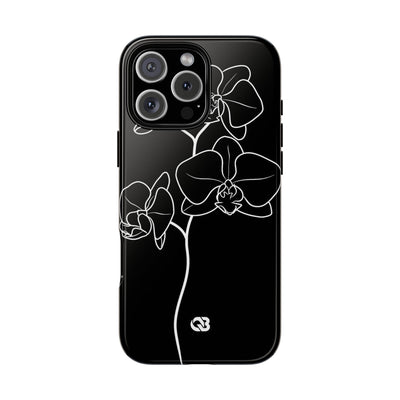 Black Tough Phone Case for iPhone - Noir Alabaster Orchid