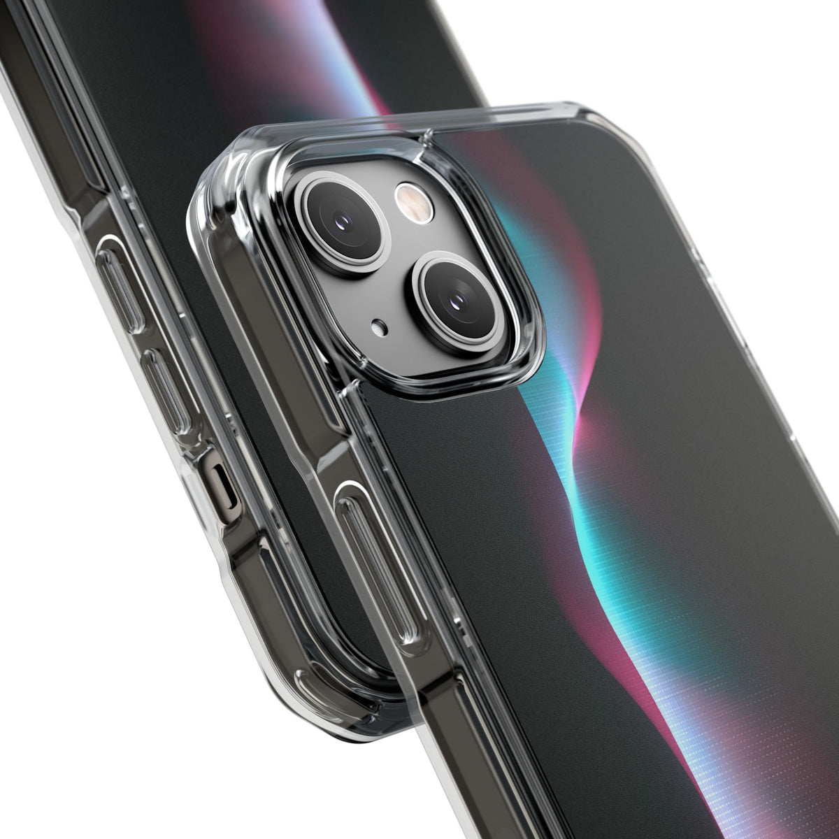 Neon Pixel Flow · Clear Impact Magnetic Phone Case for iPhone · Black