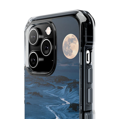 Arctic Moon Drift · Clear Impact Magnetic Phone Case for iPhone · Blue