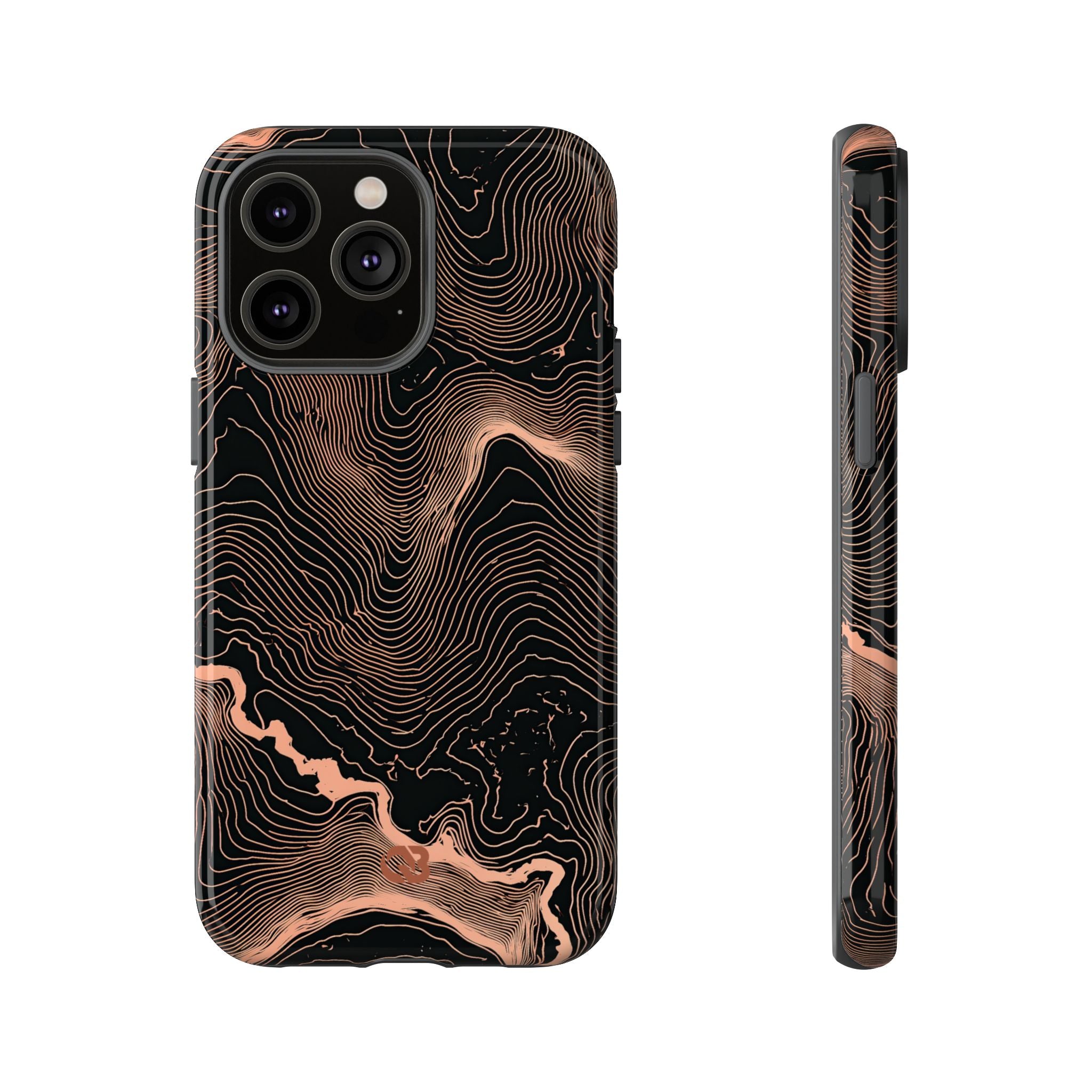 Orange Tough Phone Case for iPhone - Salmon Ridge Topo