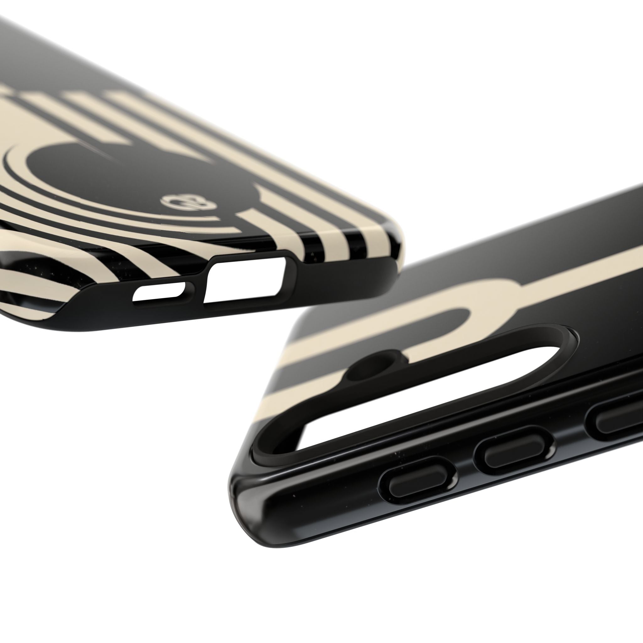 Black Tough Phone Case for Samsung - Ivory Signal Grid