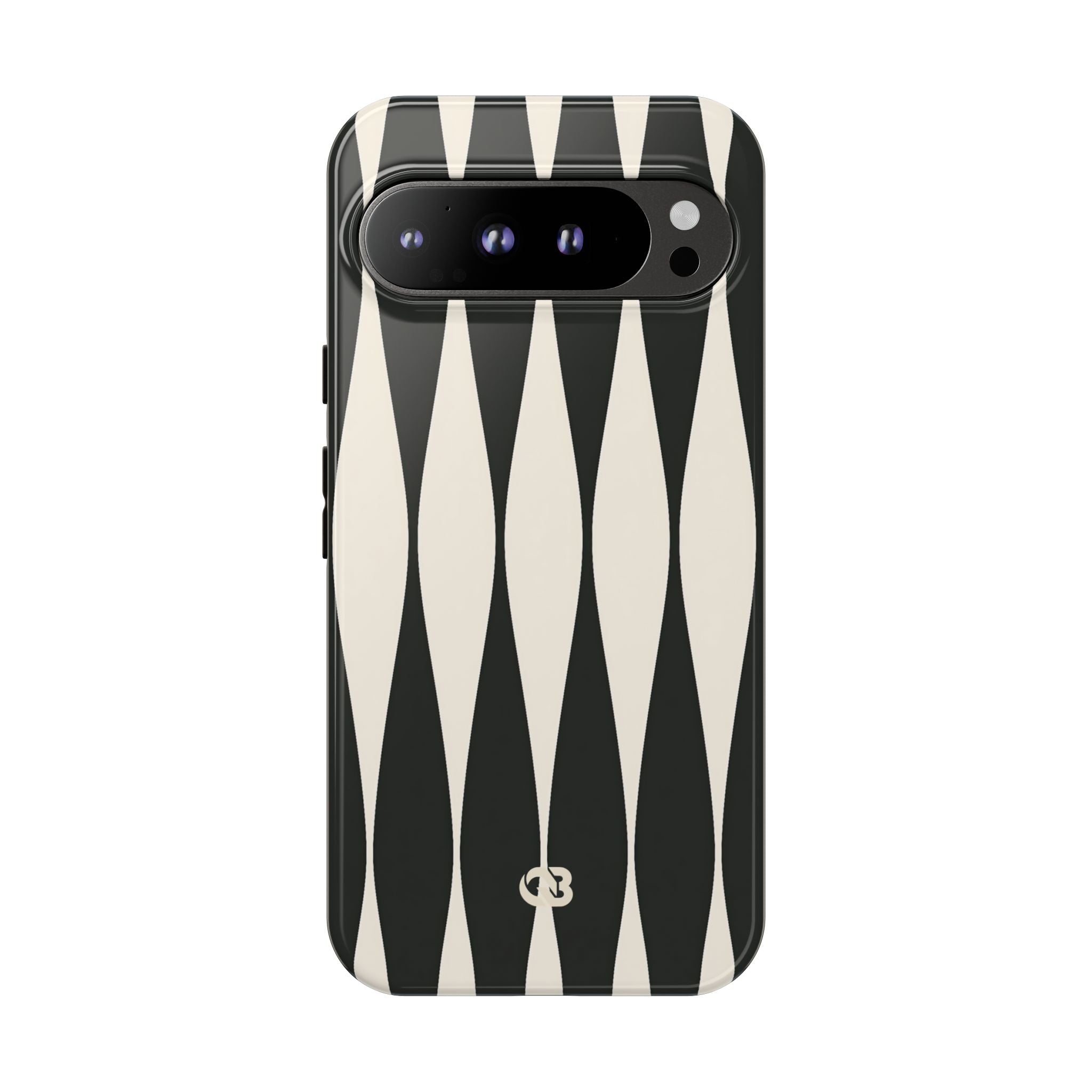 Black Tough Phone Case for Google Pixel - Ivory Spindle Grid