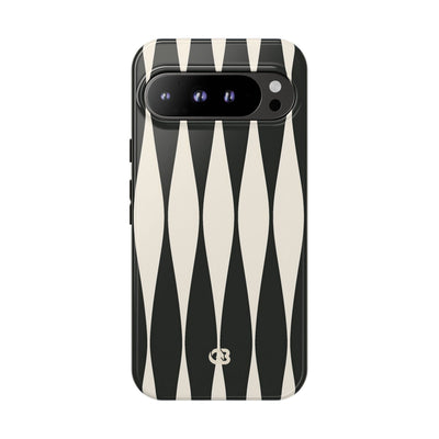 Black Tough Phone Case for Google Pixel - Ivory Spindle Grid