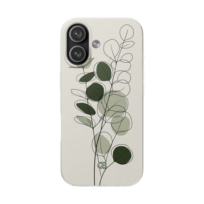 Green Lite Phone Case for iPhone - Muted Eucalyptus Sketch