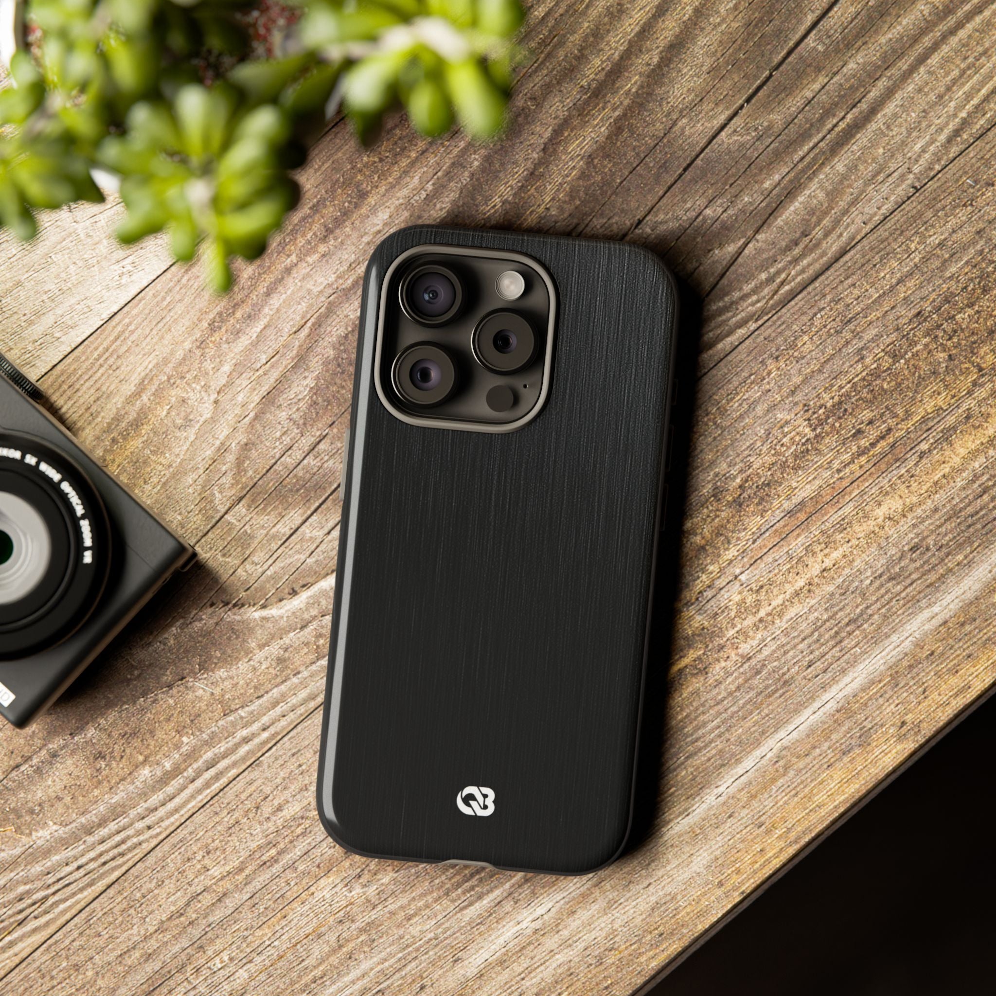 Black Tough Phone Case for iPhone - Brushed Obsidian Slate